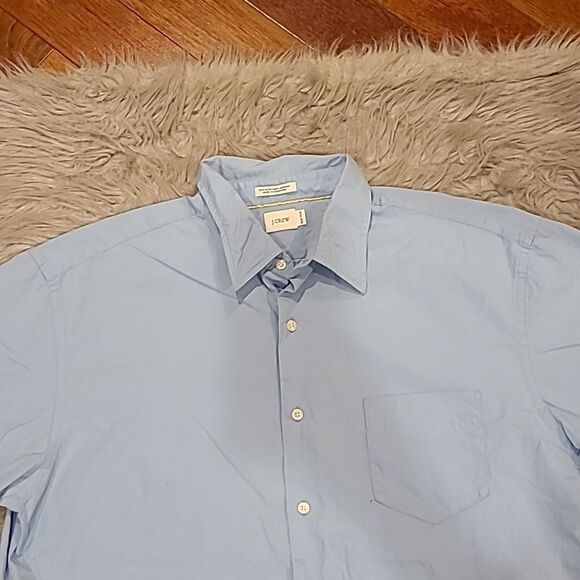 Jcrew mens light blue 80s 2 ply cotton short sleeve button down size xl - Picture 2 of 6
